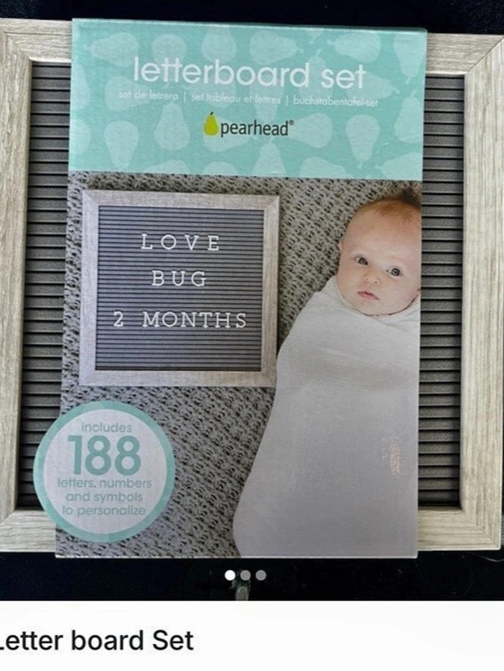 Pearhead Letterboard Set Gray & Green NWT
